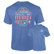 Southernology Women's Floral Mama Comes Out Tee - Periwinkle