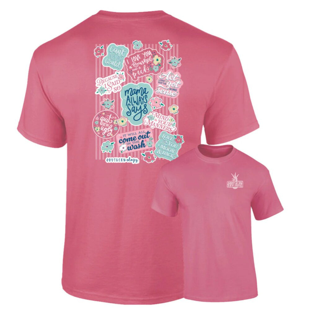 Southernology Women's Mama Says Decals Tee - Crunchberry