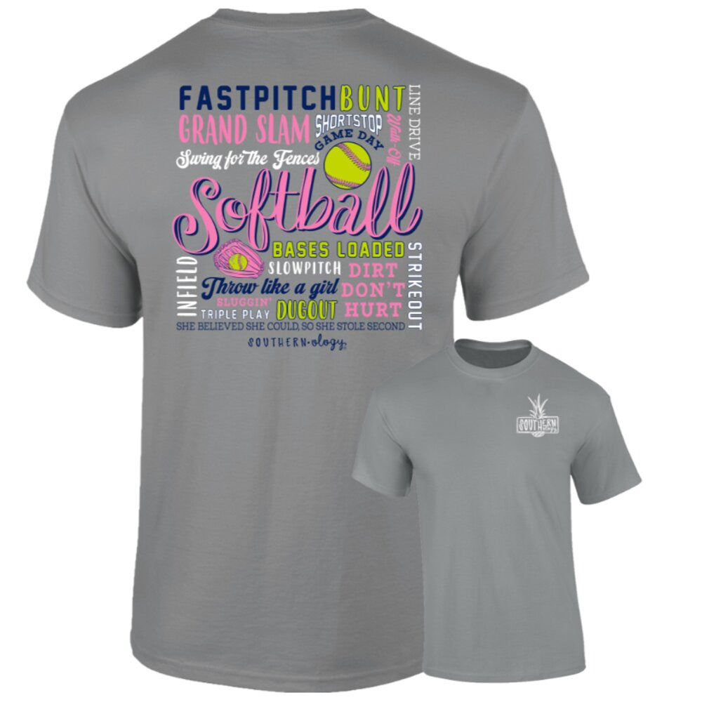 Southernology Women's Softball Sayings Tee - Grey