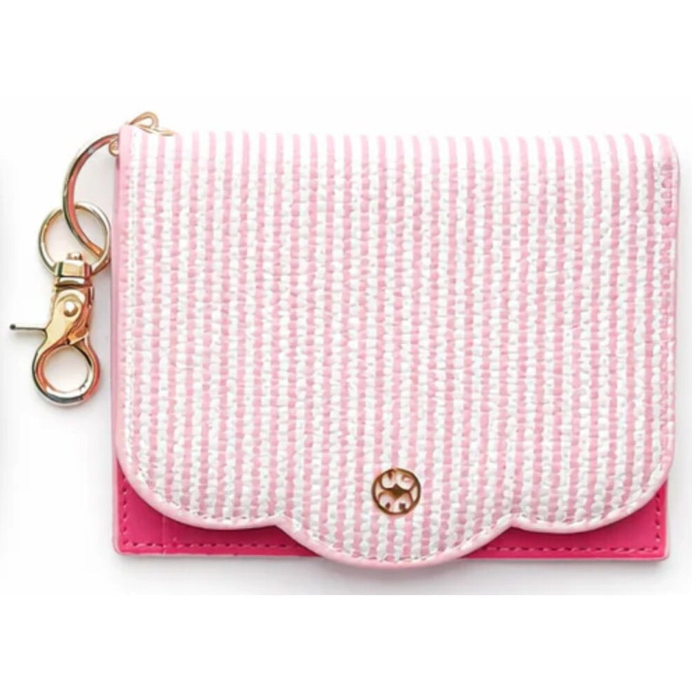 Mary Square Scalloped Pink Stripe Wallet