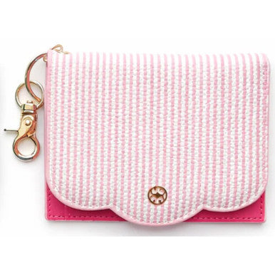 Mary Square Scalloped Pink Stripe Wallet