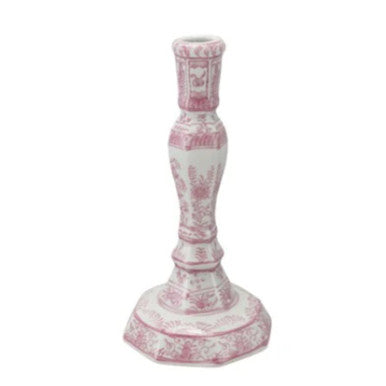Hazel Mazel Pink & White Stoneware Taper Holder