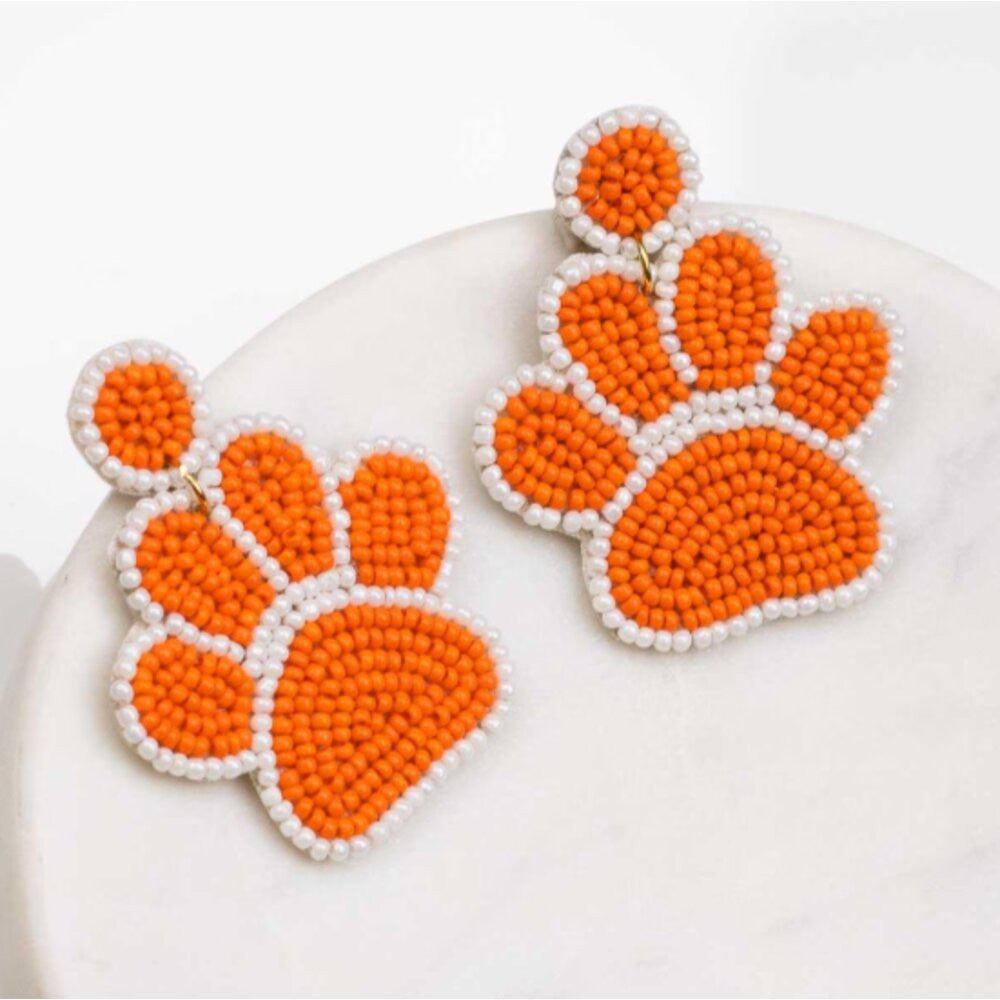 The Royal Standard Paw Print Beaded Earrings