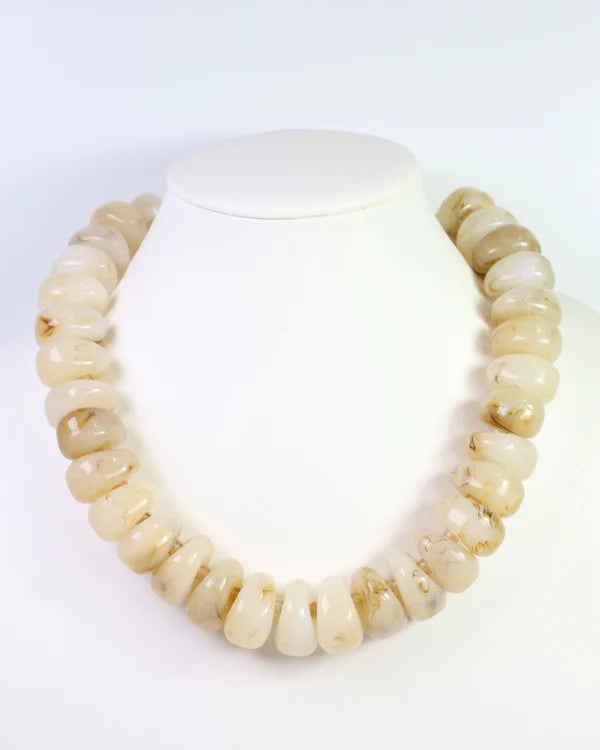 Caroline Hill Mankato Chunky Marble Beaded Necklace Natural
