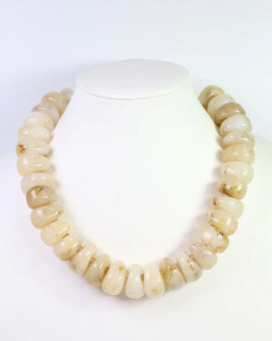 Caroline Hill Mankato Chunky Marble Beaded Necklace Natural