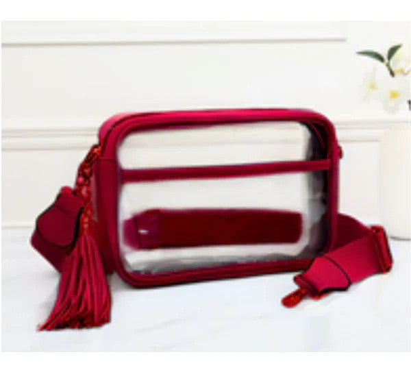 Queens Designs Game Day Stadium Rectangle Clear Bags - Burgundy