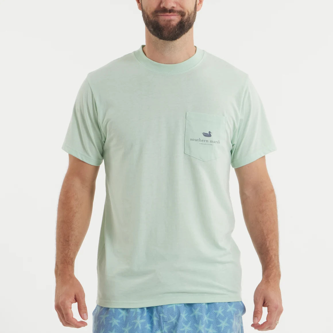 Southern Marsh Men's Seawash Tee - Retro Redfish - Seafoam