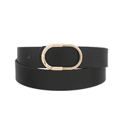 Golden Stella Half Hammered Oval Buckle Belt - Black