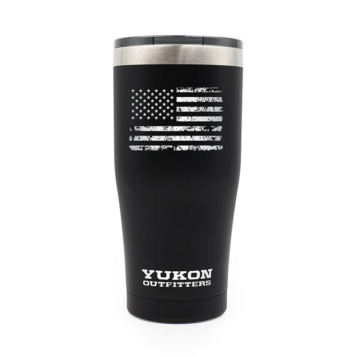 Yukon Outfitters 20oz Freedom Tumbler - Black Distressed US Flag