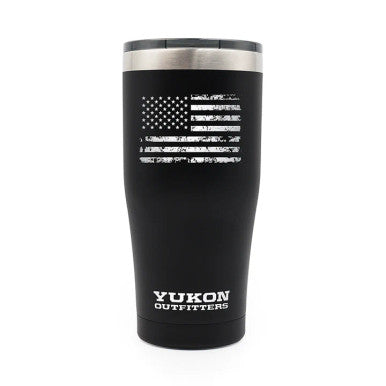 Yukon Outfitters 20oz Freedom Tumbler - Black Distressed US Flag