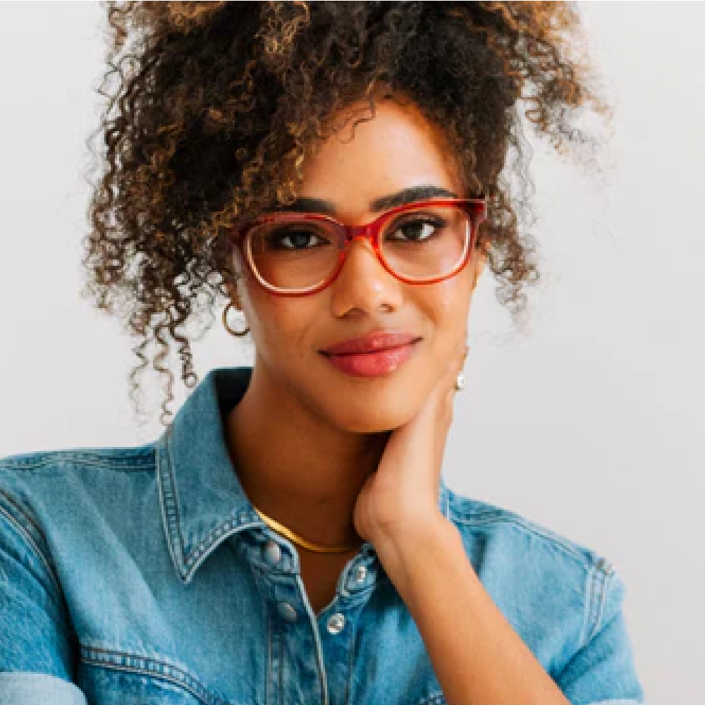 Peepers Spell Blue Light Reading Glasses - Mocha Red/Peach