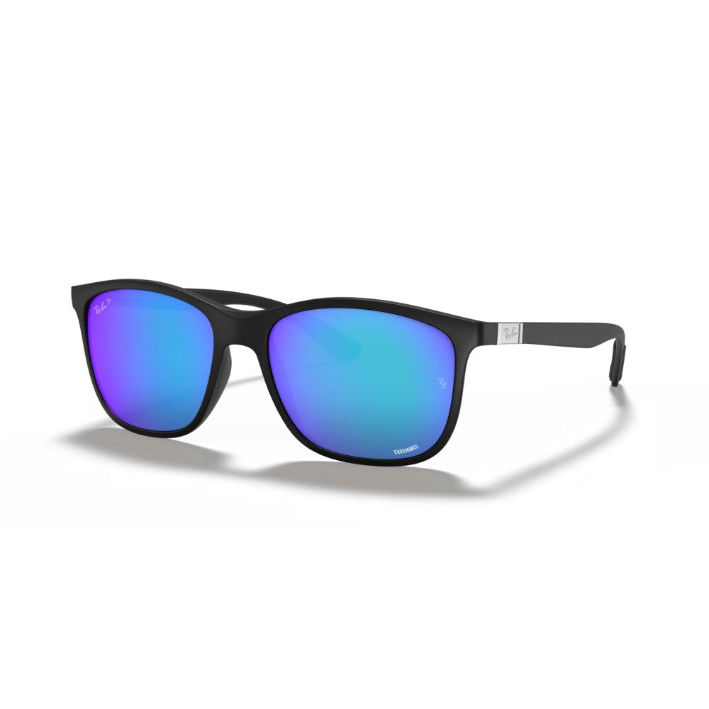 Ray-Ban Chromance Polarized Sunglasses - Matte Black/Blue Mirror