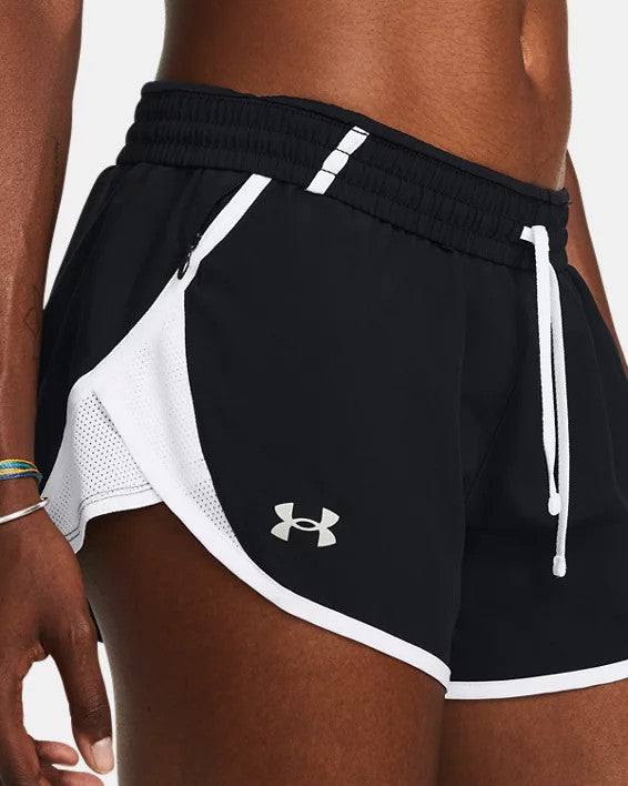 Under Armour Women's UA Fly-By 3" Shorts - Black / White / Reflective