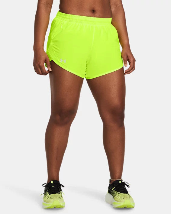 Under Armour Women's UA Fly-By 3" Shorts - High Vis Yellow / Reflective