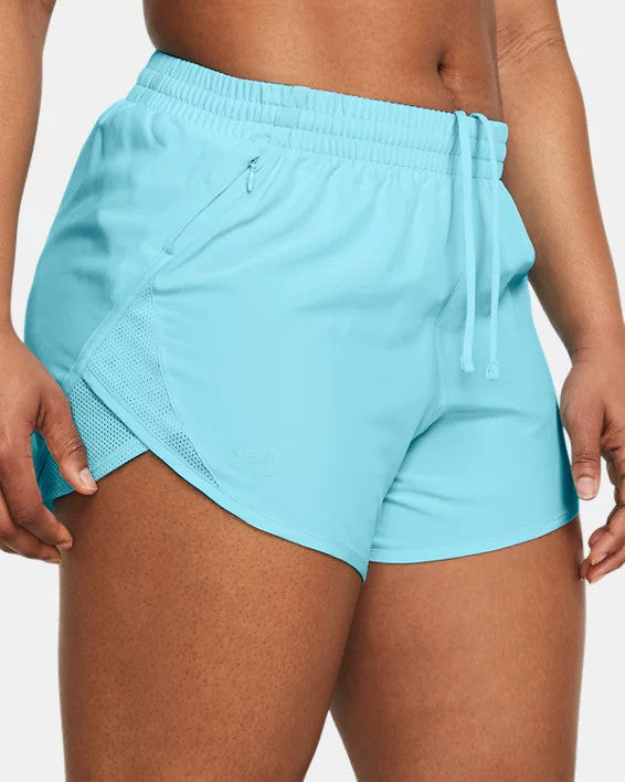 Under Armour Women's UA Fly-By 3" Shorts - Sky Blue / Reflective