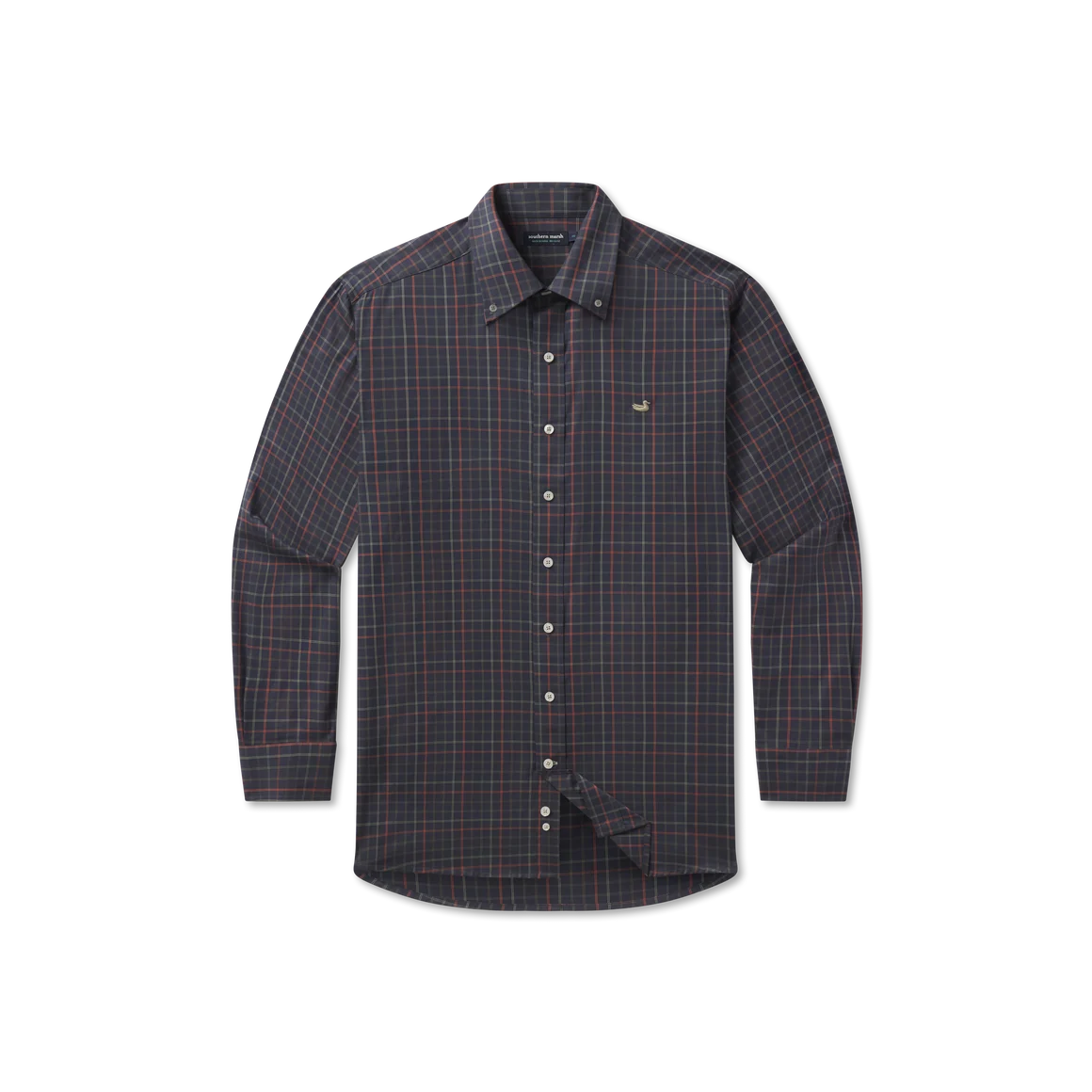 Southern Marsh Men's Chateau Windowpane Dress Shirt - Navy & Dark Olive