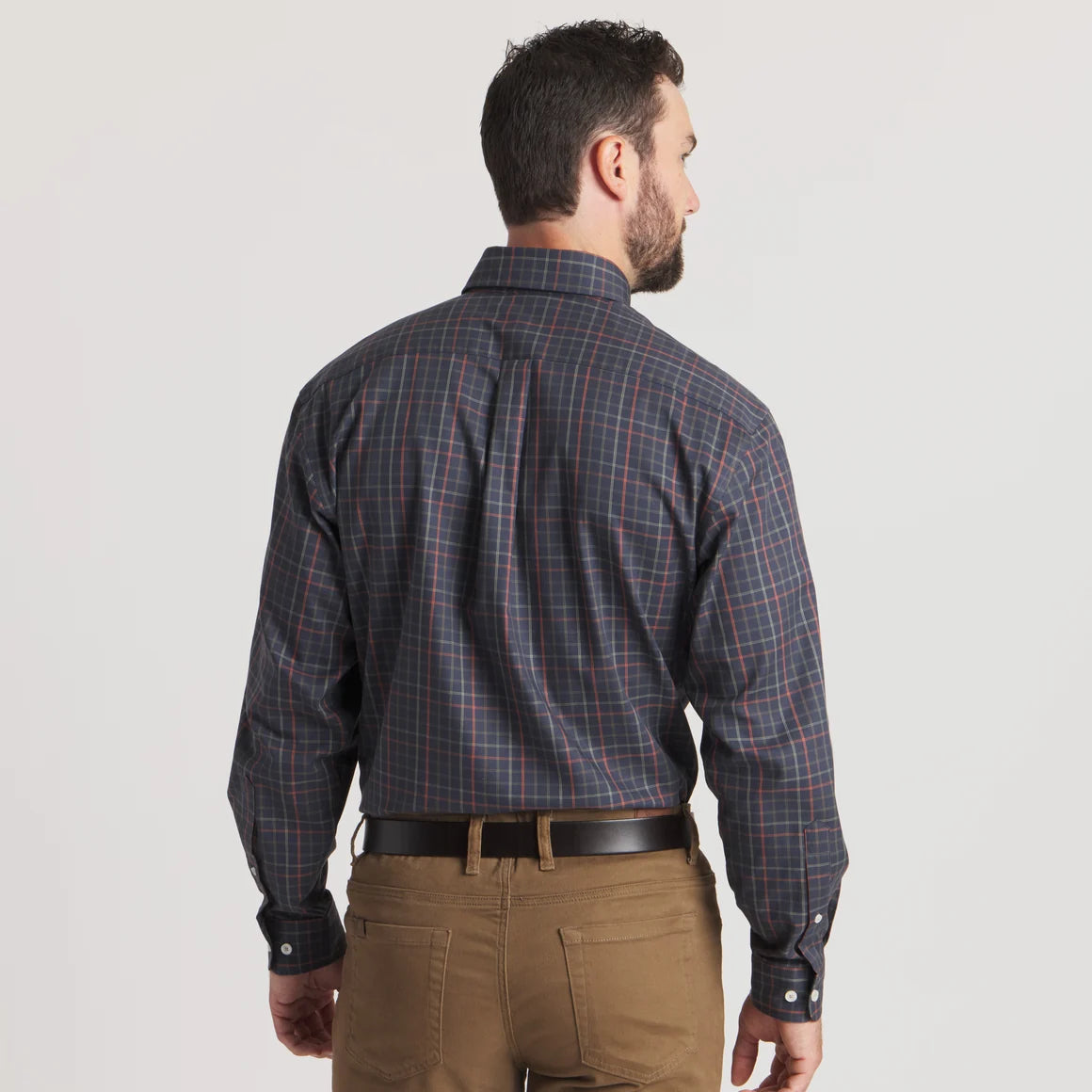 Southern Marsh Men's Chateau Windowpane Dress Shirt - Navy & Dark Olive