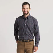Southern Marsh Men's Chateau Windowpane Dress Shirt - Navy & Dark Olive
