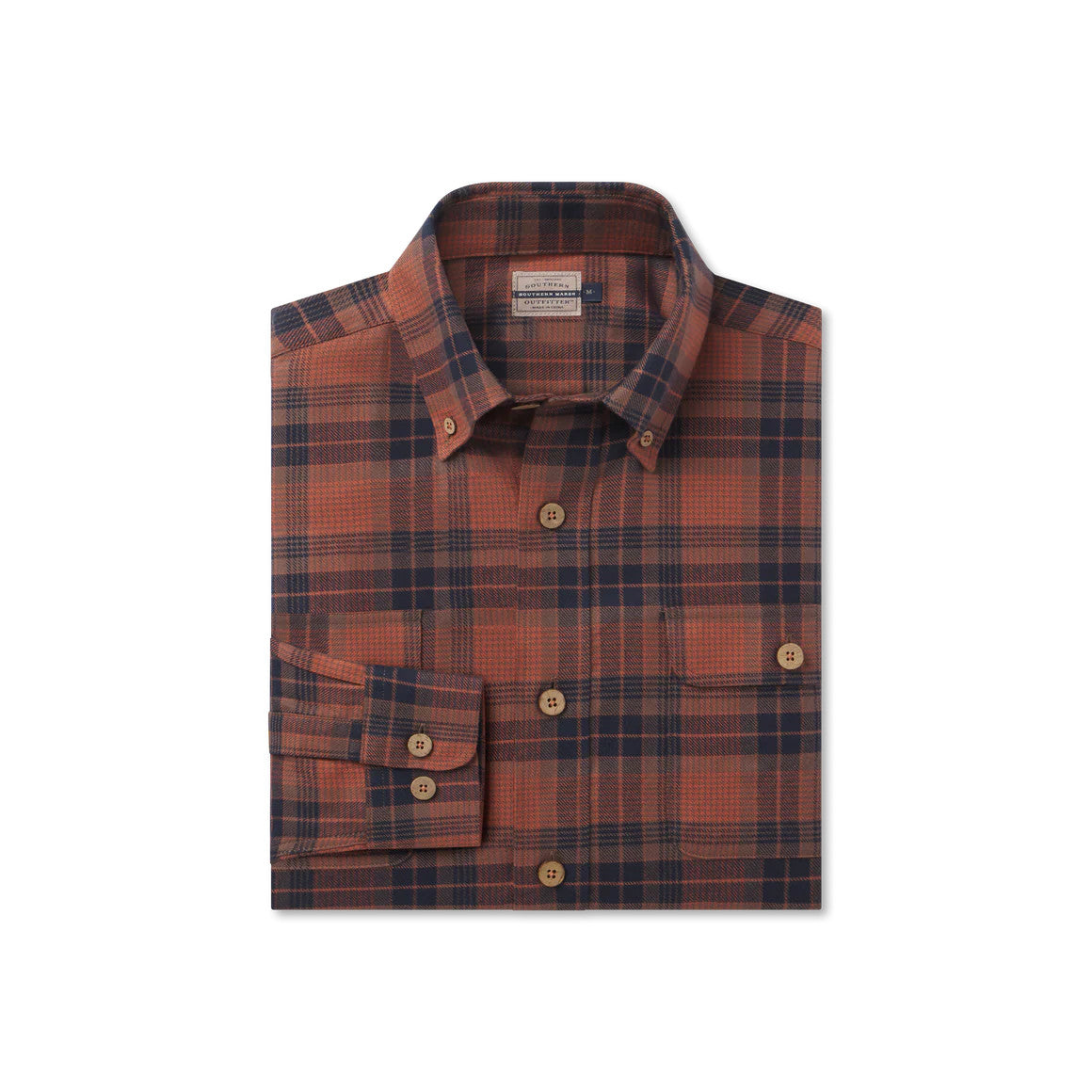 Southern Marsh Men's Randolph Plaid Flannel - Stone Brown & Navy