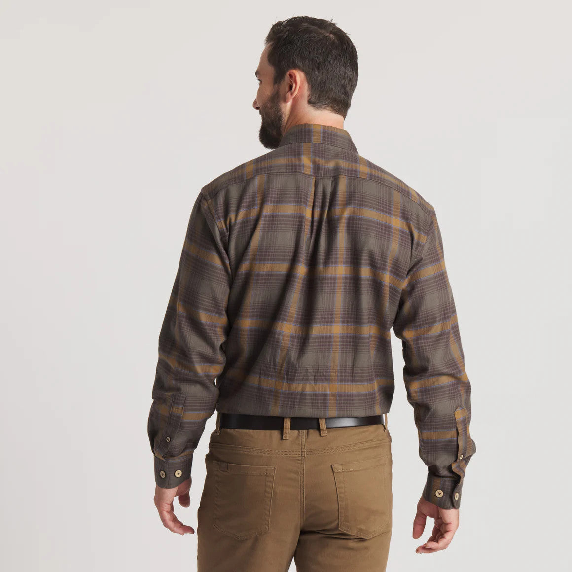 Southern Marsh Men's Woodruff Twill Flannel - Dark Olive & Stone Brown Plaid
