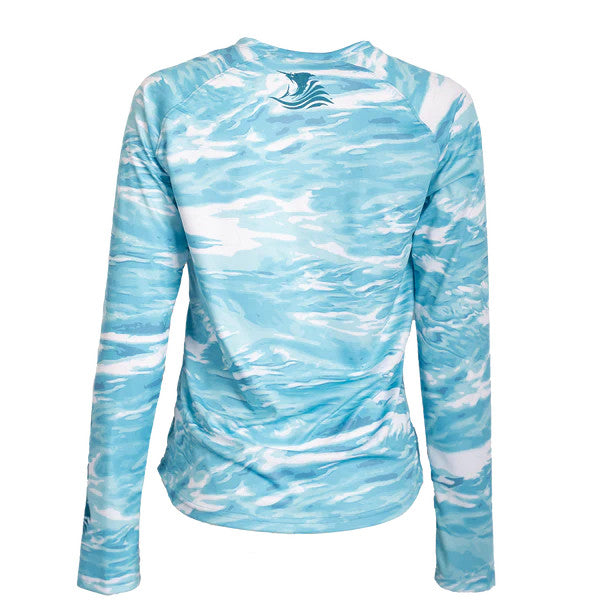 Bimini Bay Women's Waves Long Sleeve V-Neck - Turquoise
