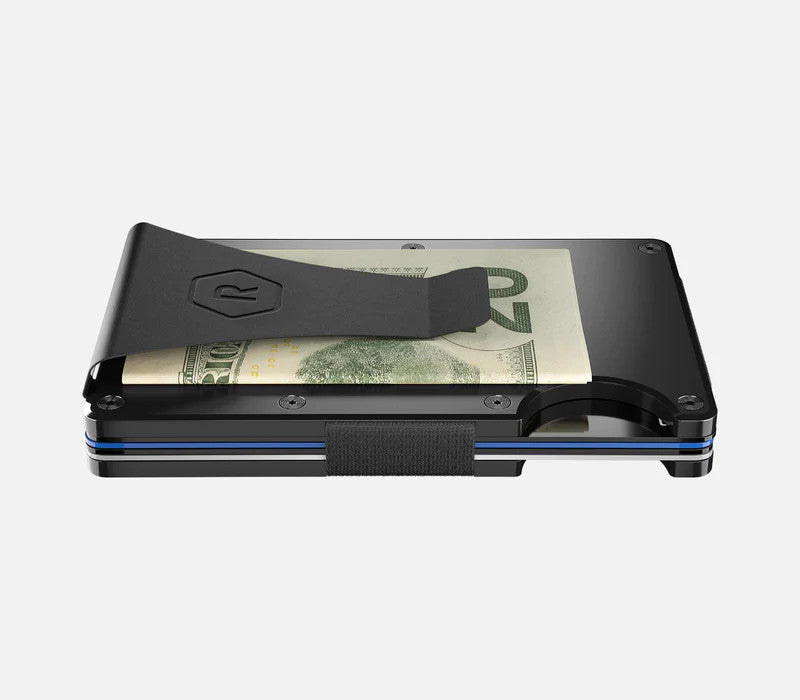 The Ridge Royal Black Aluminum Ridge Wallet with Money Clip