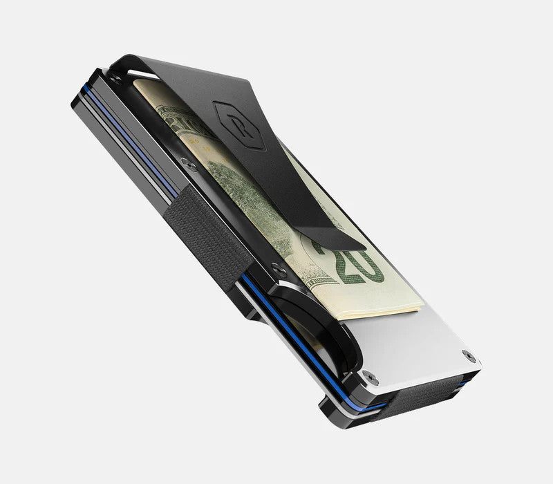 The Ridge Royal Black Aluminum Ridge Wallet with Money Clip