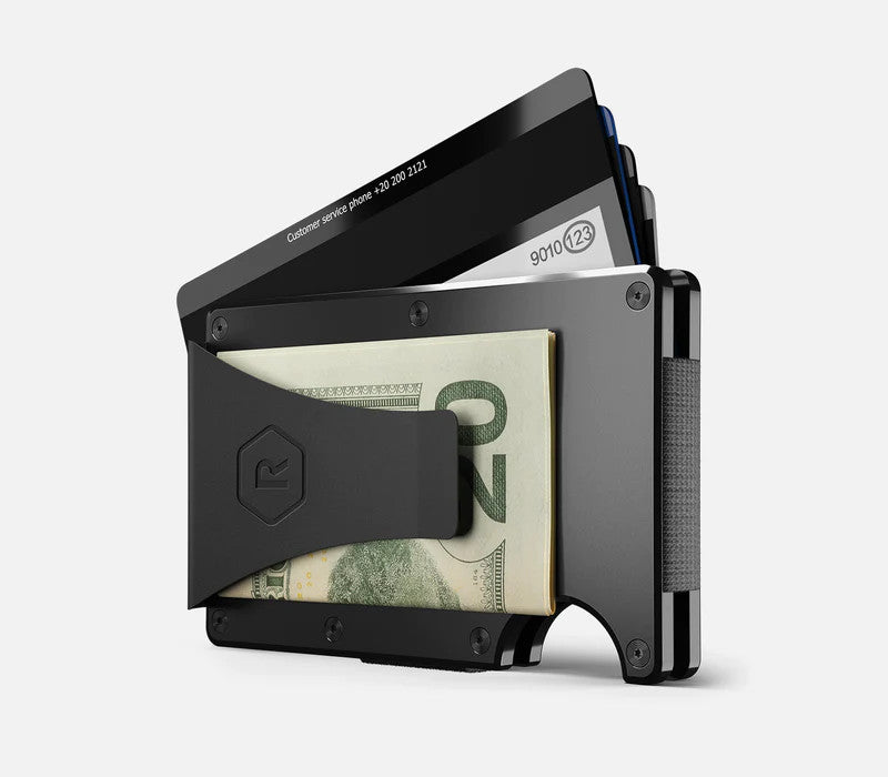 The Ridge Royal Black Aluminum Ridge Wallet with Money Clip