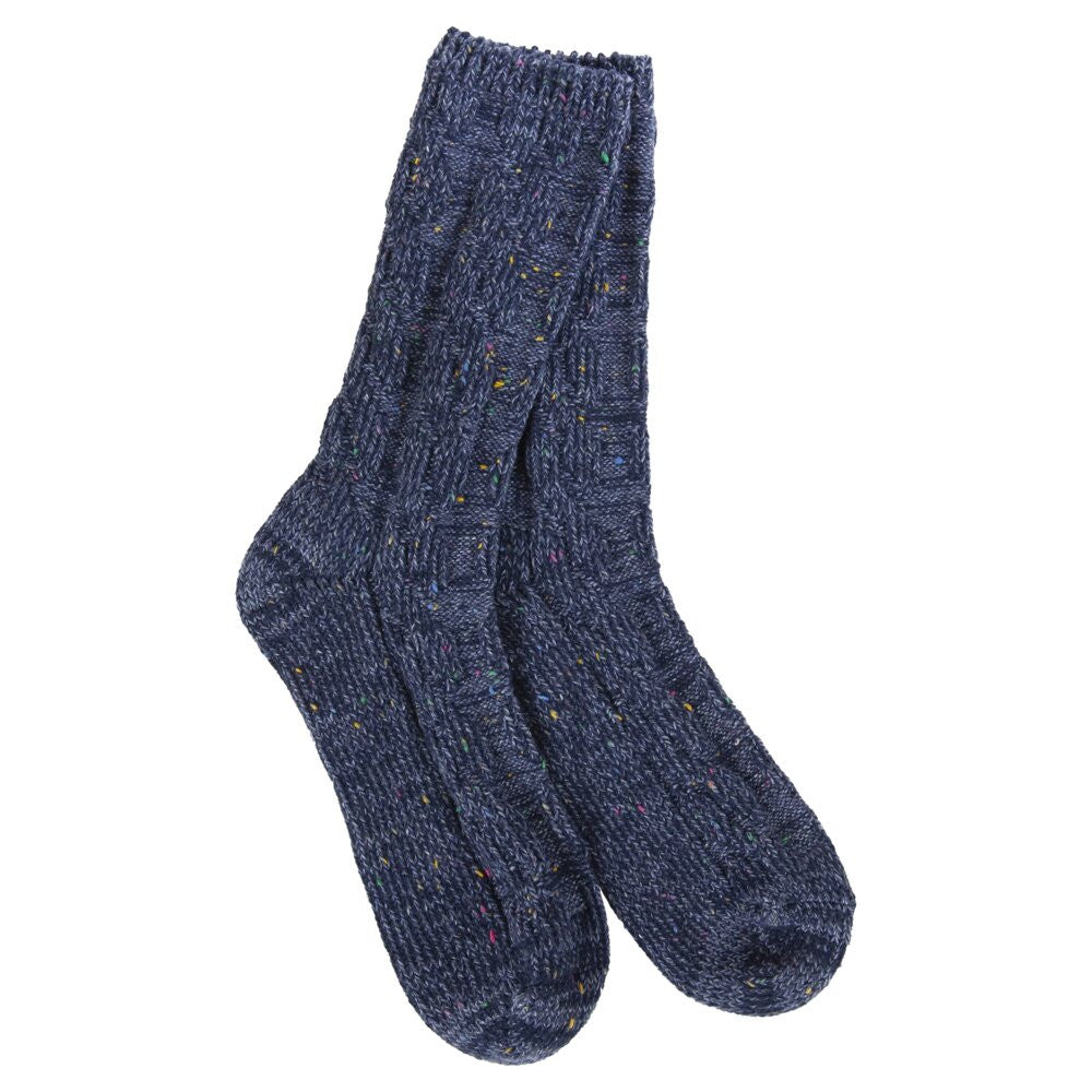 World's Softest Weekend Ragg Cable Crew - Denim Confetti