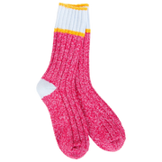 World's Softest Socks Women's Weekend Ragg Color Block Crew - Pink/Blue/Orange