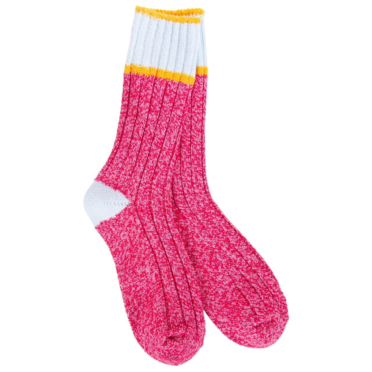 World's Softest Socks Women's Weekend Ragg Color Block Crew - Pink/Blue/Orange