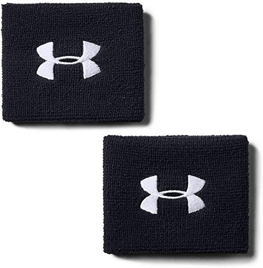 Under Armour Men's 3 inch Performance Wristband Black 2 Pack