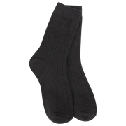 World's Softest Weekend Cable Mini Crew Socks - Black
