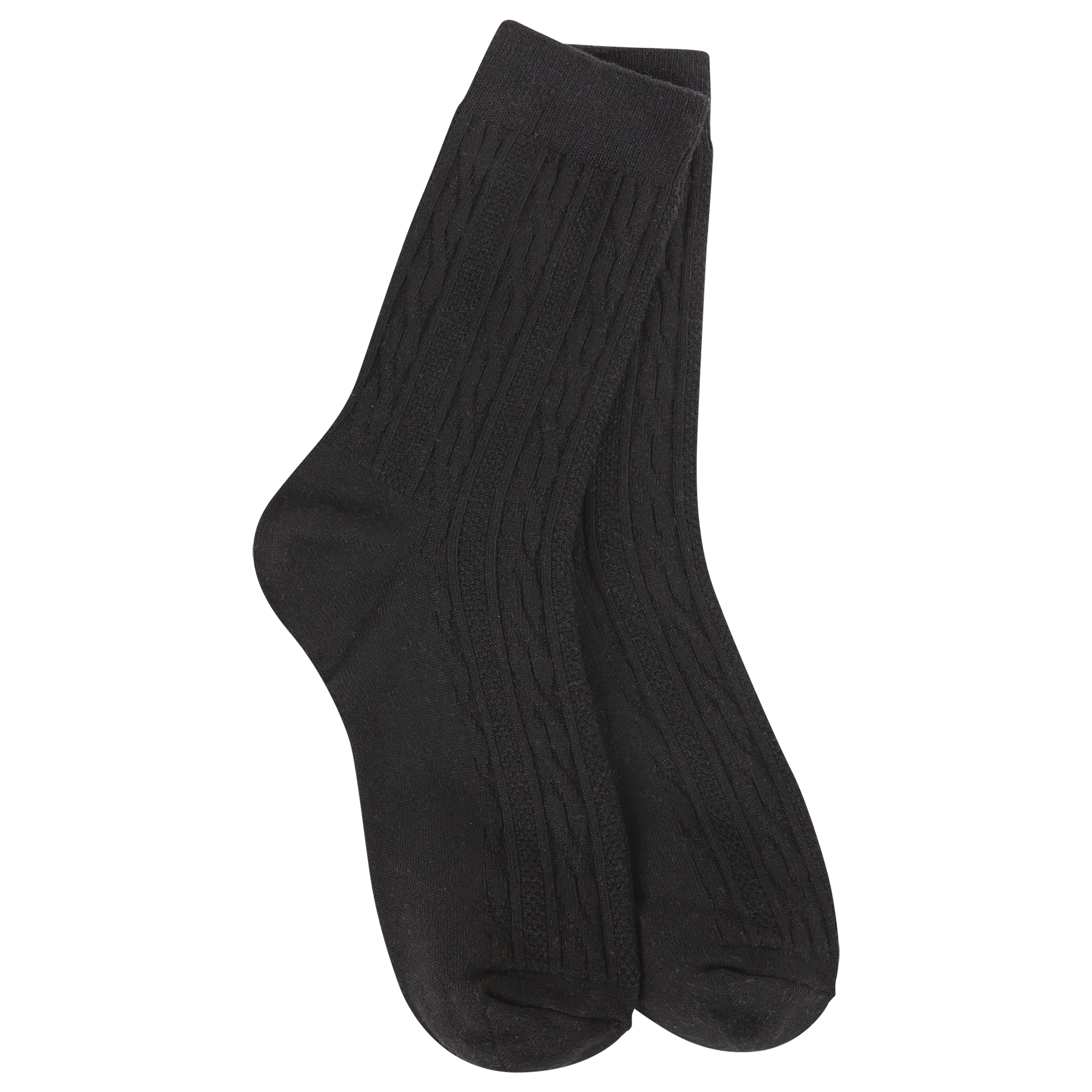 World's Softest Weekend Cable Mini Crew Socks - Black