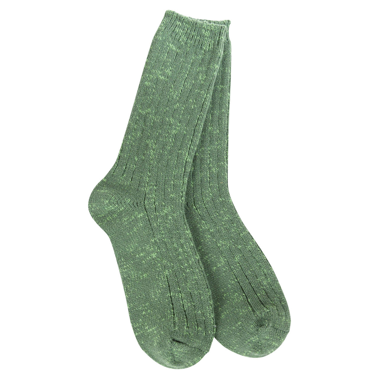 World's Softest Women's Weekend Cotton Slub Marled Crew - Ivy