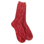 World's Softest Socks Women's Weekend Cotton Slub Marled Crew - Strawberry