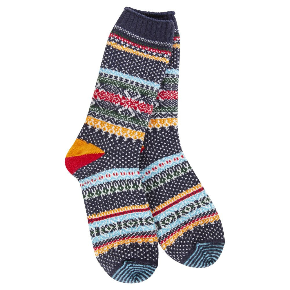 World's Softest Holiday Seasonal Crew - Navy Multi Stripe