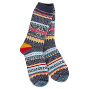 World's Softest Holiday Seasonal Crew - Navy Multi Stripe
