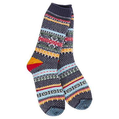 World's Softest Holiday Seasonal Crew - Navy Multi Stripe