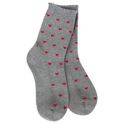 World’s Softest Mini Crew Socks – Scallop Heart Heather Grey