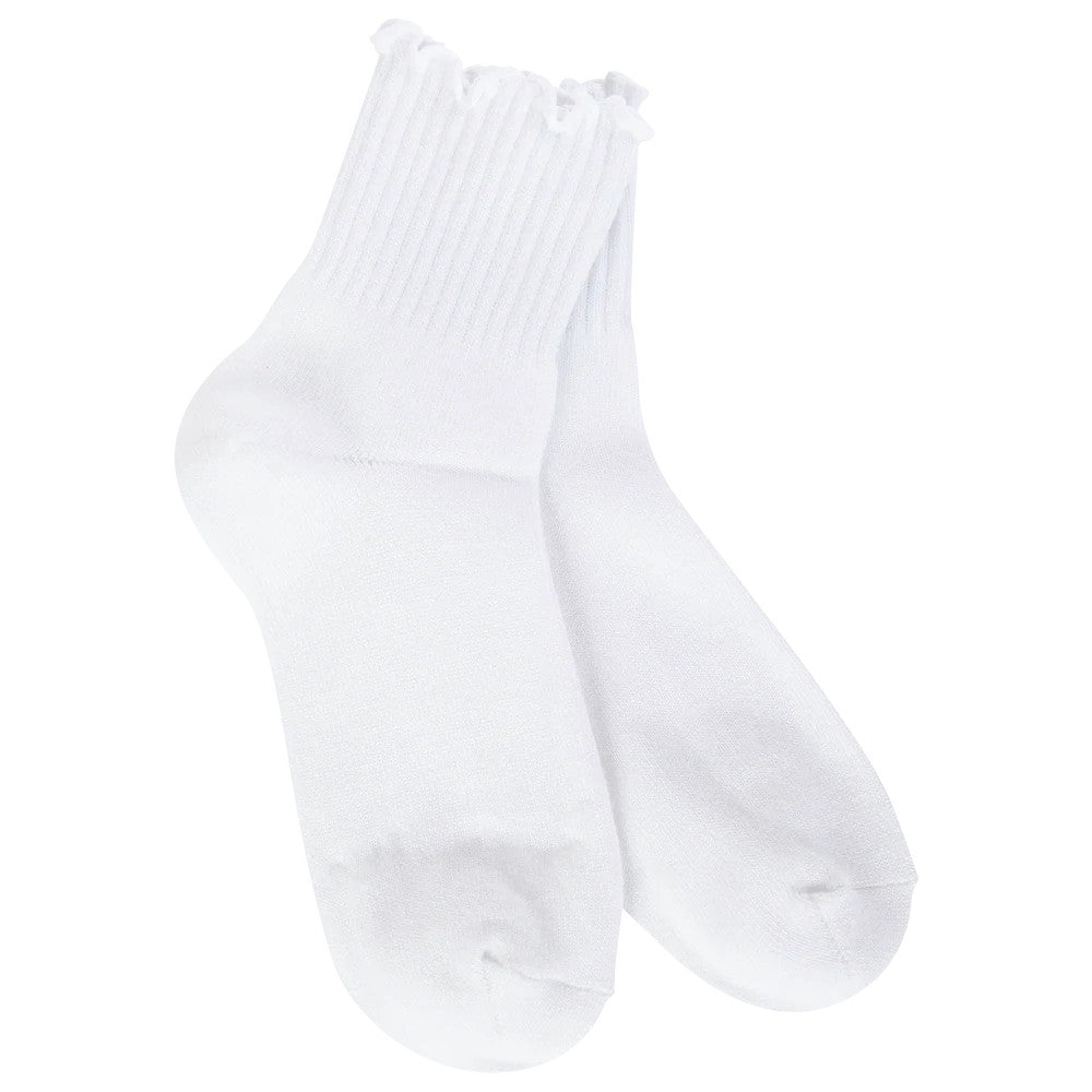 World’s Softest Quarter Ruffle Socks – White