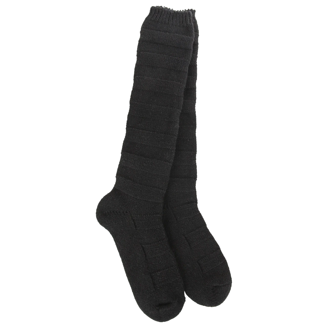 World's Softest Socks Women's Weekend Solid Stripe Knee High - Black