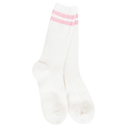World's Softest Weekend Waffle Stripe Crew - Ivory/Pink