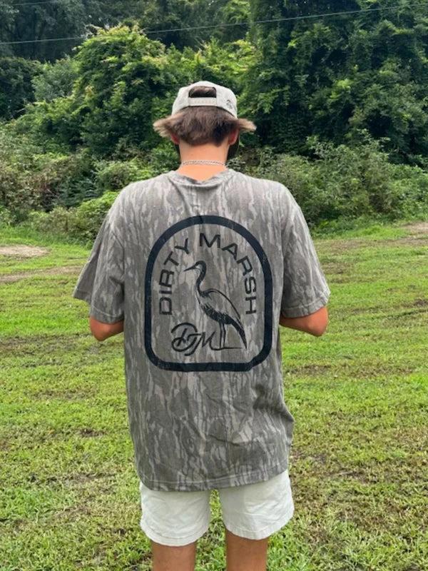 Dirty Marsh Outfitters Men's Backshore Logo Tee - Washed Out Mossy Oak Bottomland
