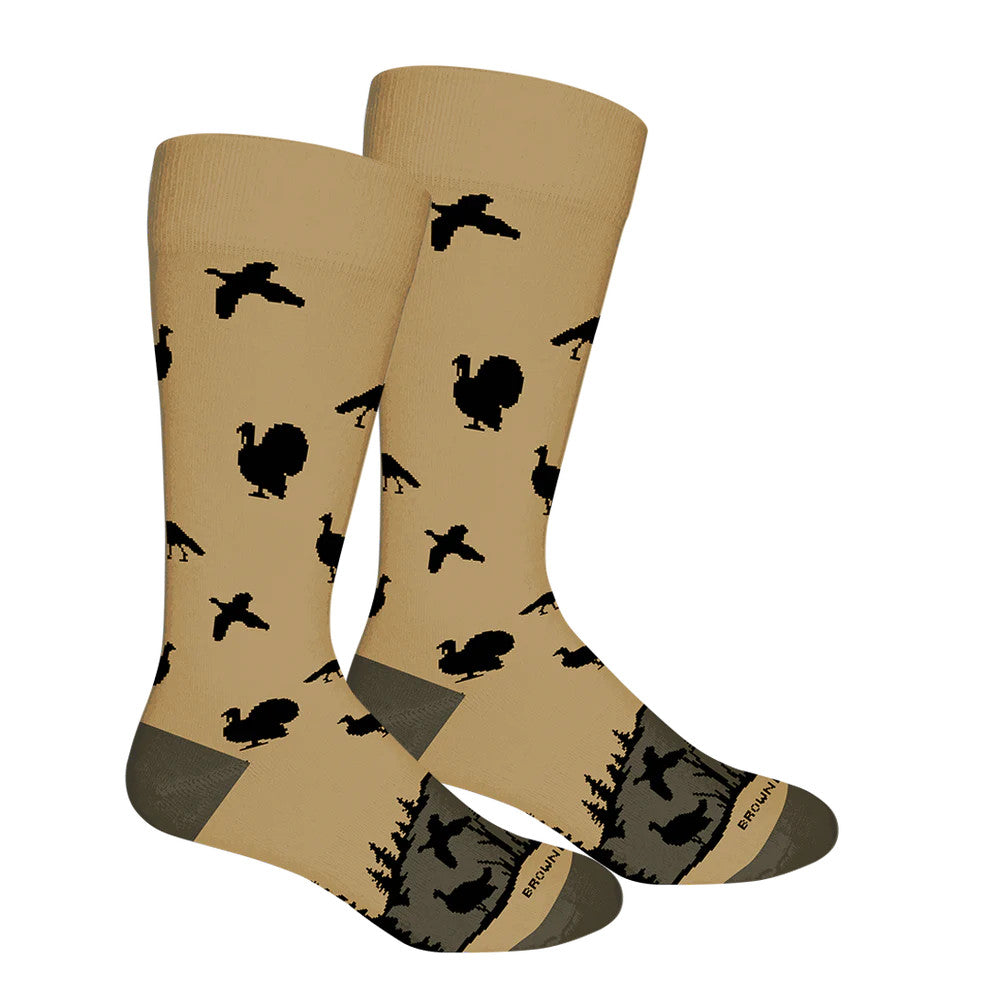 Brown Dog Men's Wild Turkey Khaki Crew Socks