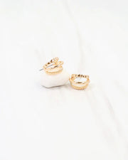 Caroline Hill Keene Three Line Hoop Earring - Gold