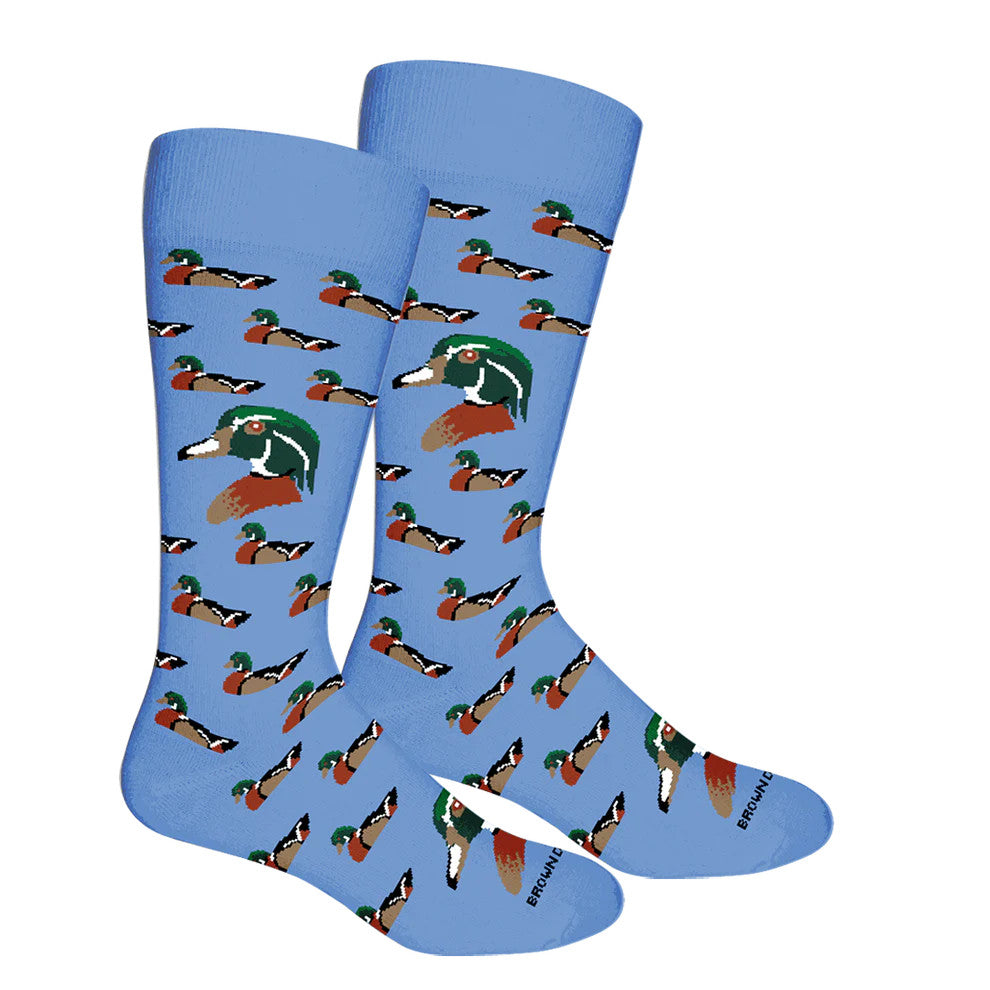 Brown Dog Men’s Wood Duck Della Blue Crew Socks