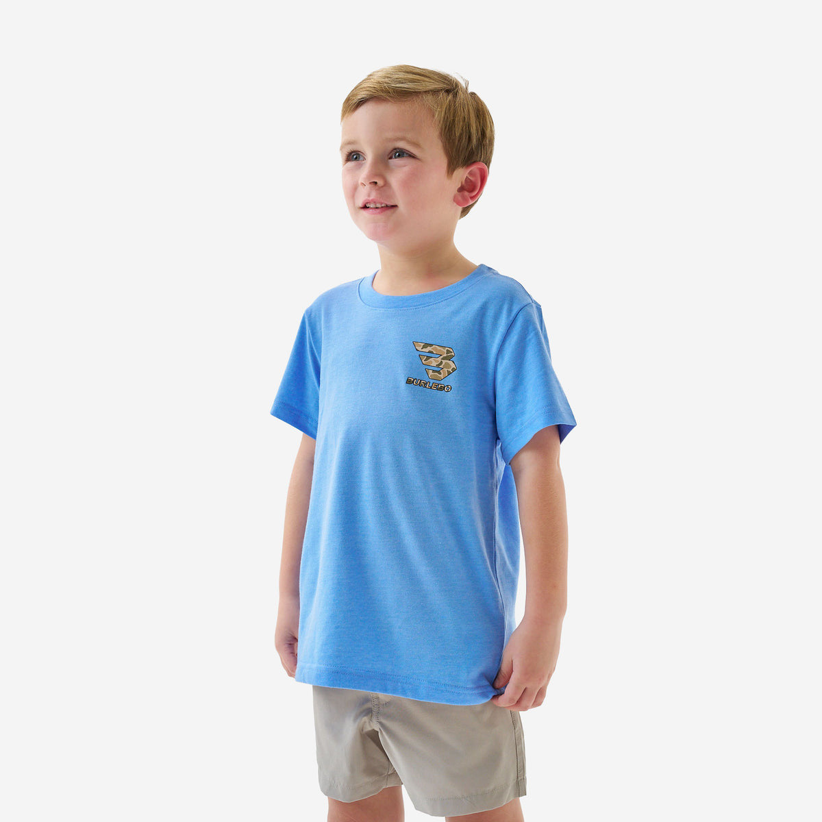 Burlebo Youth Short Sleeve Tee - Mallard Camo Dog - Periwinkle