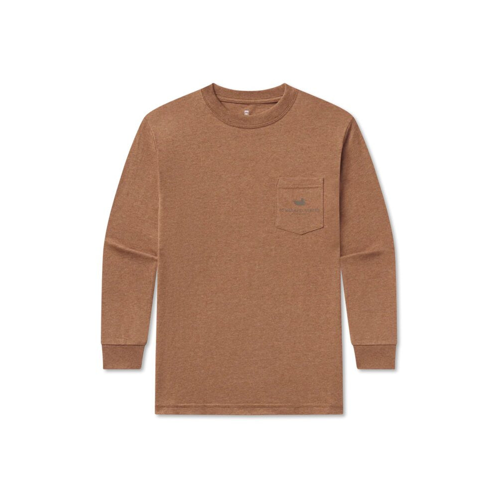 Southern Marsh Youth Boys Long Sleeve Inflight Camo Tee - Washed Walnut