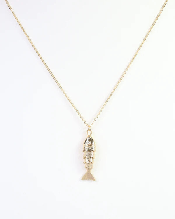 Caroline Hill Genoa Fish Pendant Necklace - Gold